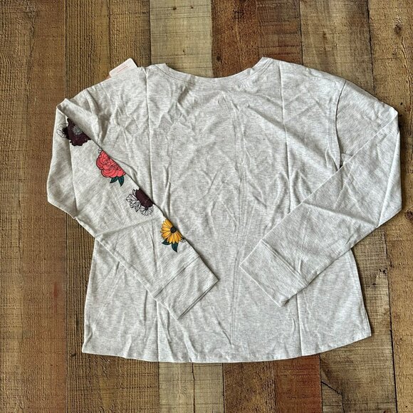 Justice girls size large long sleeve graphic tee shirt in gray with glitter - Picture 11 of 11